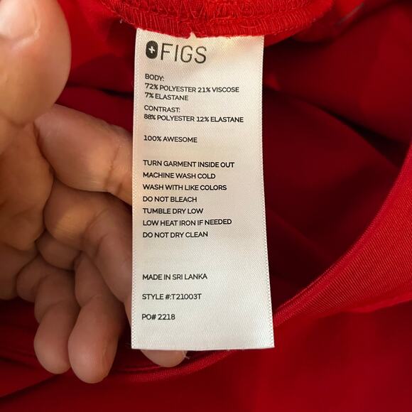 Figs Livingston Basic Scrub Pants Size Medium Tall Red Nurse - Picture 4 of 9